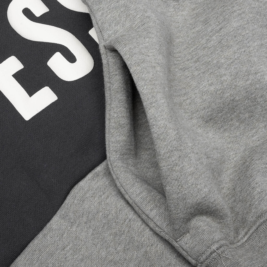 Cropped Relaxed Panelled Hoodie - Seal Heather/Iron Grey