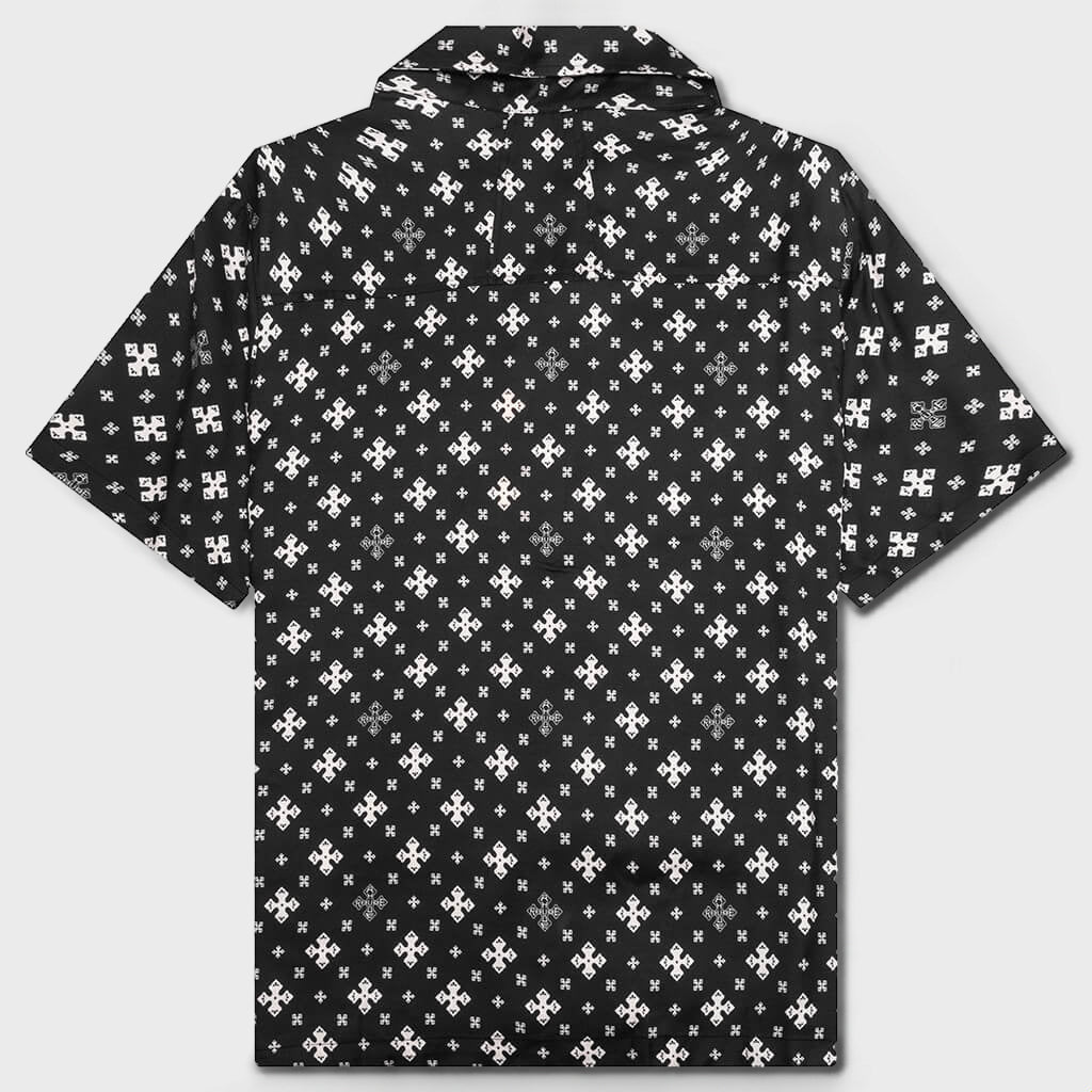 Cross Bandana Rayon Shirt - Black/White