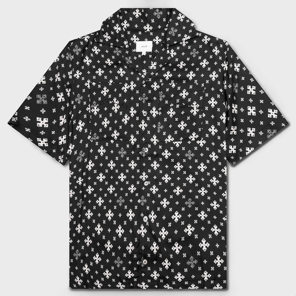 Cross Bandana Rayon Shirt - Black/White