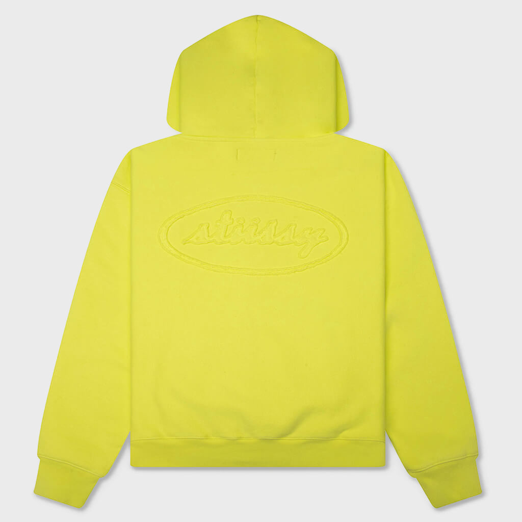 Cursive Applique Zip Hood - Lime