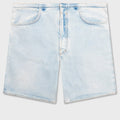Cutted Belt Low Rise Denim Shorts - Pale Blue