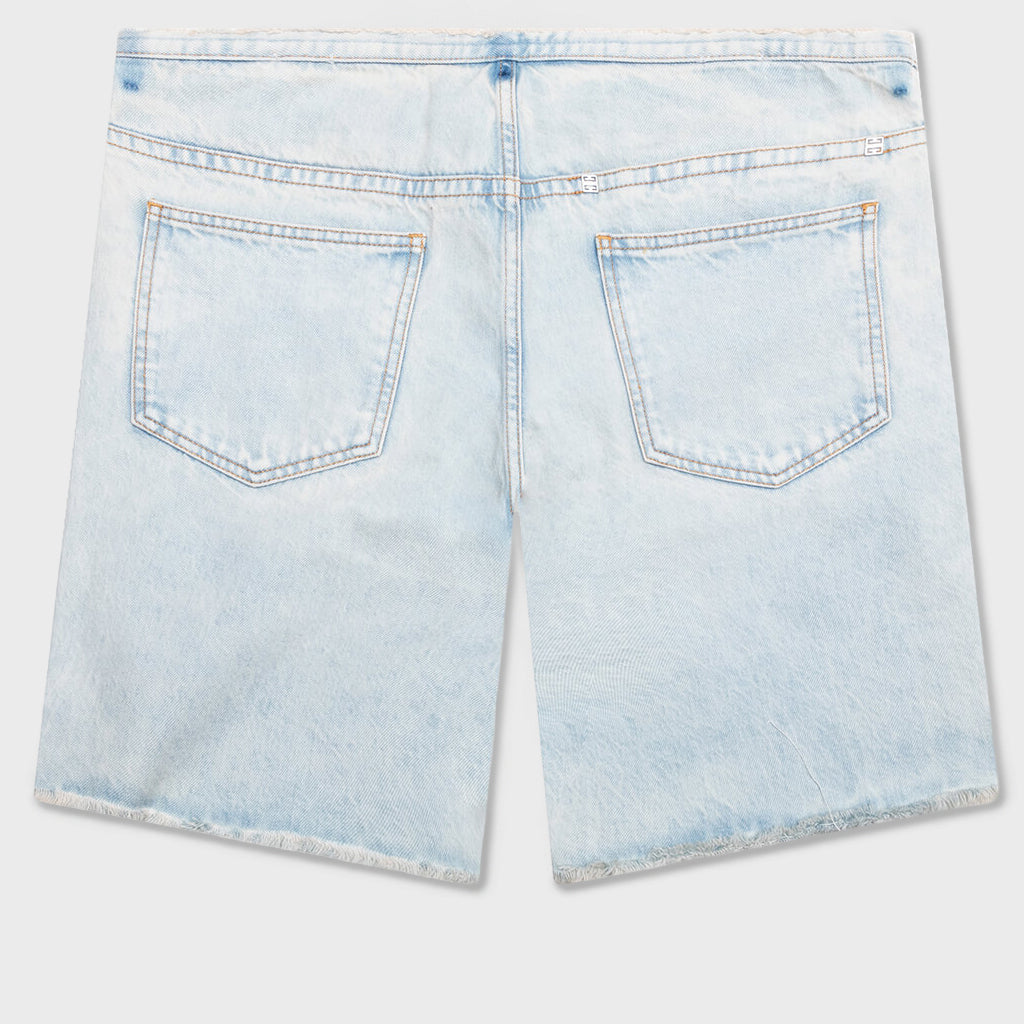 Cutted Belt Low Rise Denim Shorts - Pale Blue