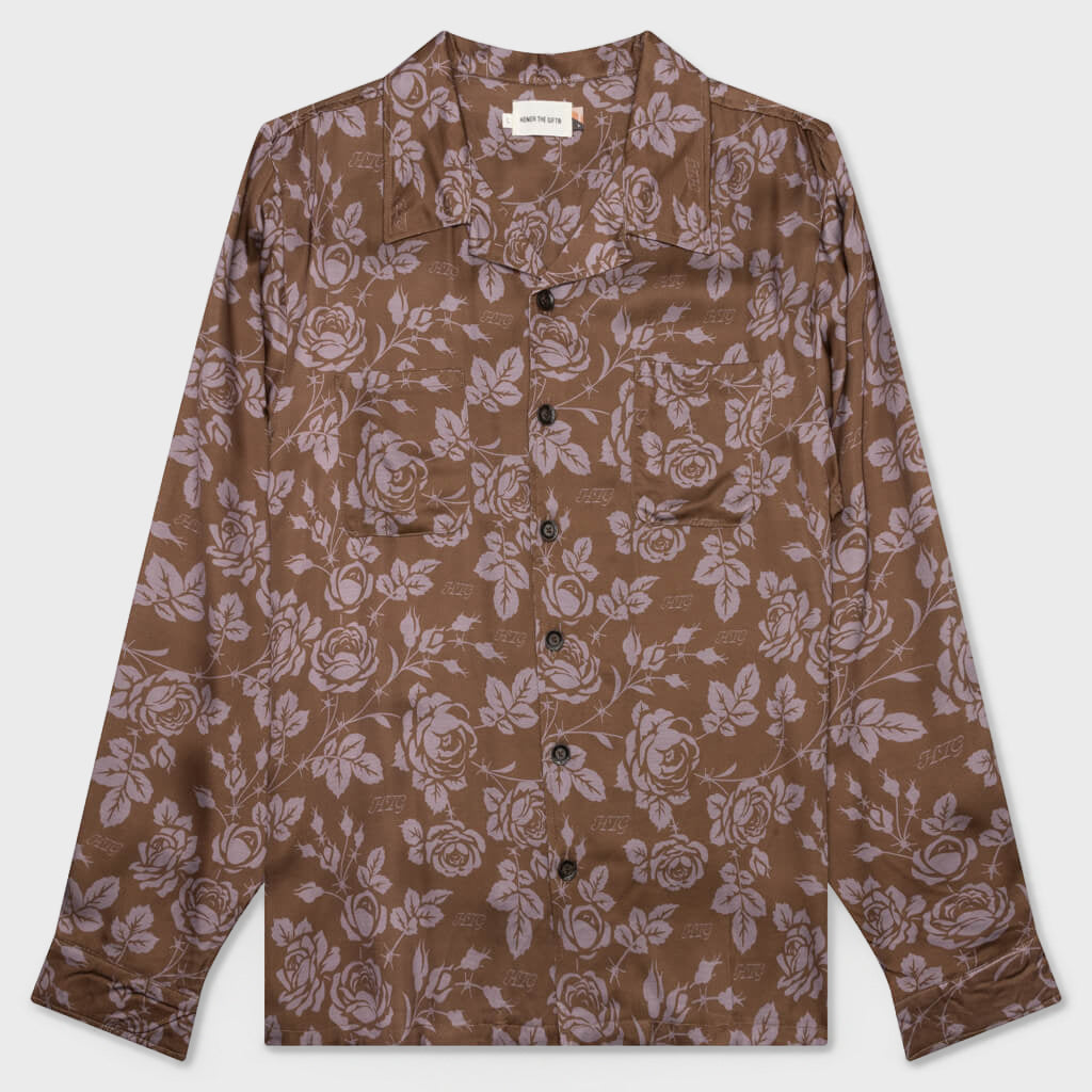 Honor the Gift Patterned Woven L/S - Brown