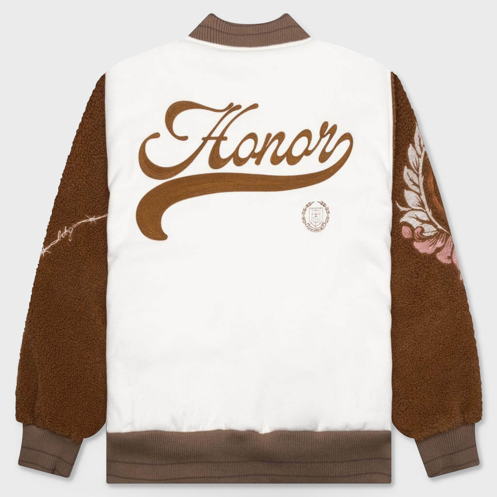 Holiday Honor the Gift Letterman Jacket - Bone