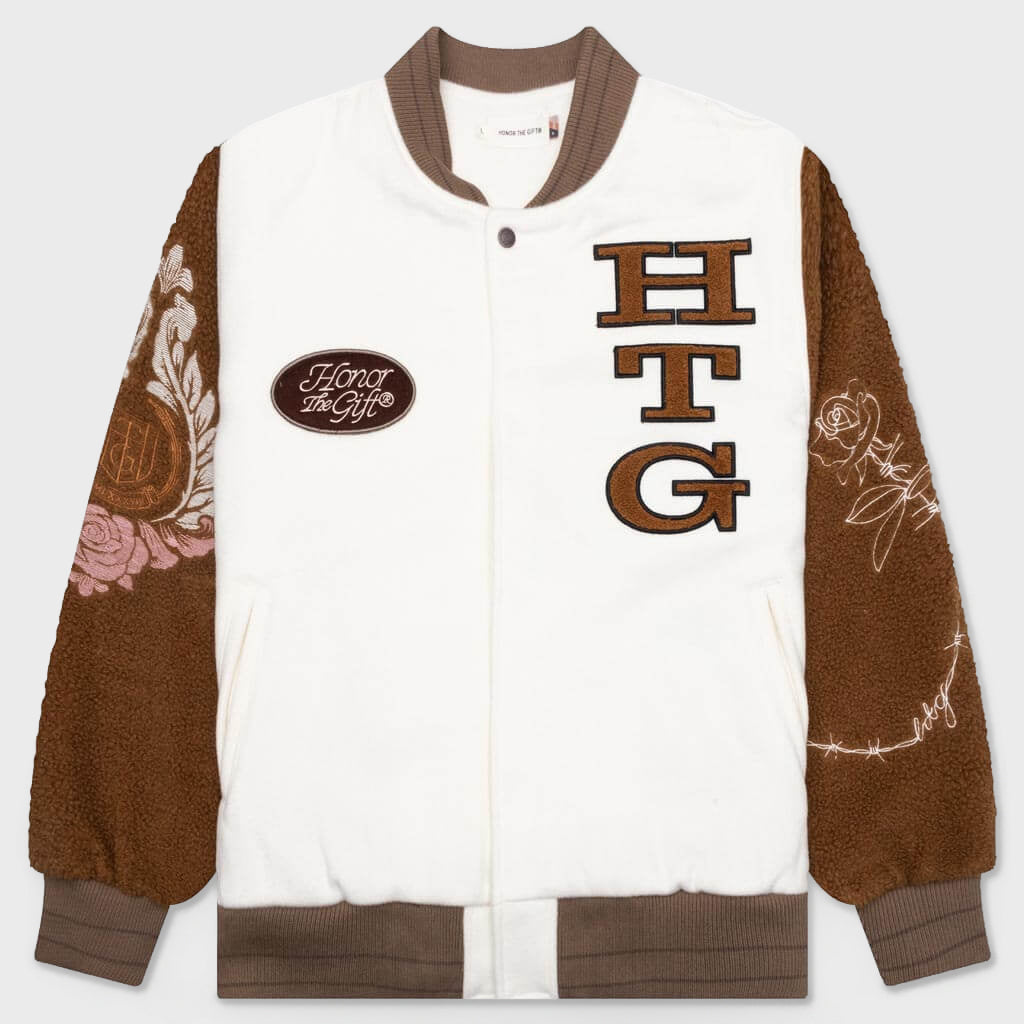 Holiday Honor the Gift Letterman Jacket - Bone
