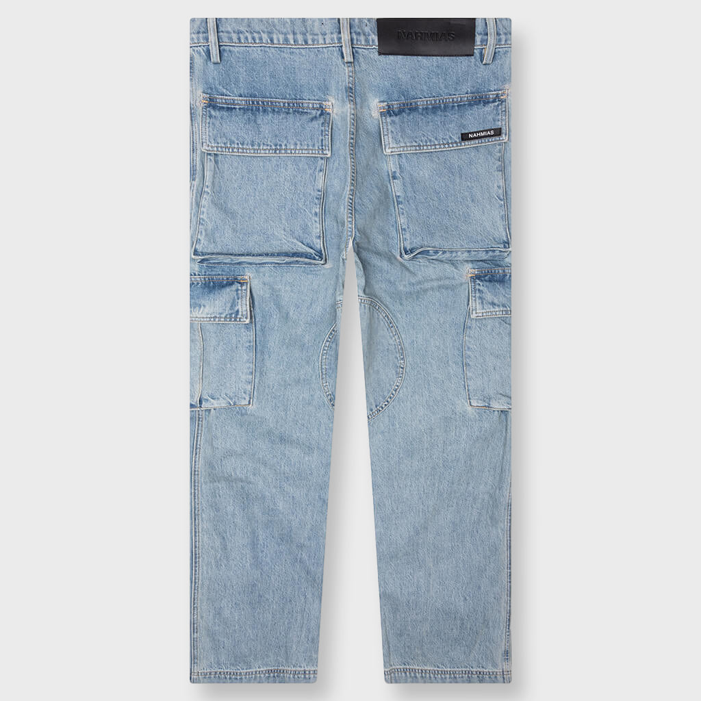 Denim Logo Cargo Pants - Light Wash