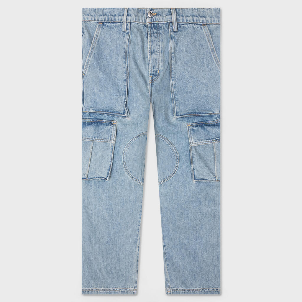 Denim Logo Cargo Pants - Light Wash