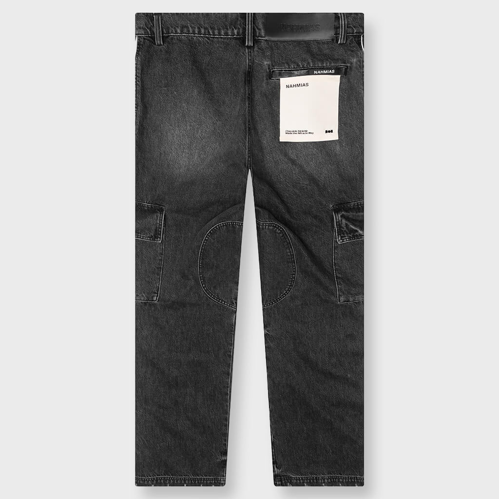Denim Track Logo Cargo Pants - Dark Wash
