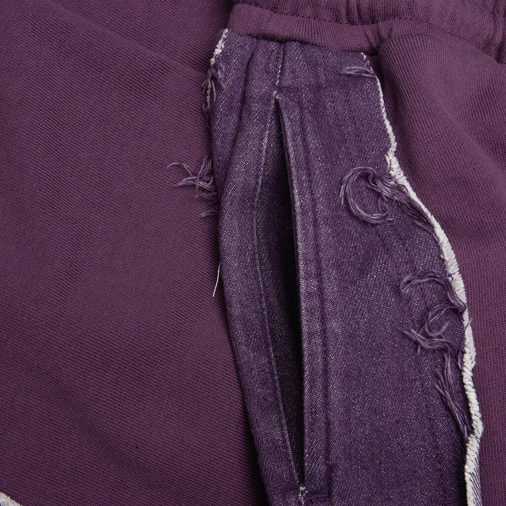 Denim Panel Flare Sweatpant - Purple