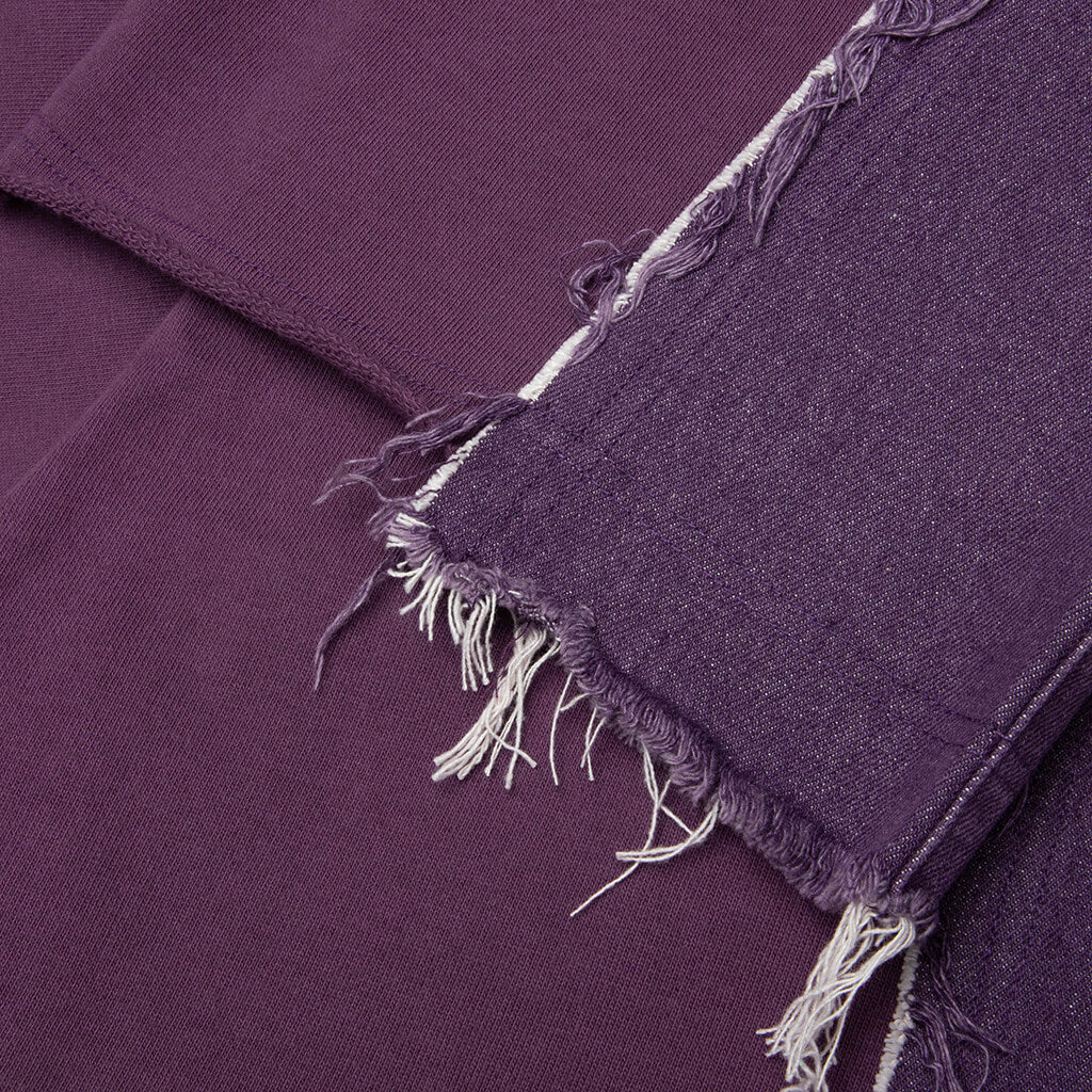 Denim Panel Flare Sweatpant - Purple
