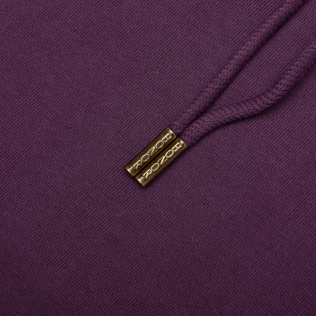 Denim Panel Hoodie - Purple