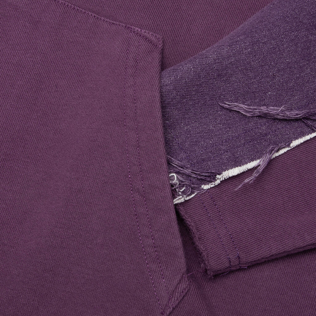 Denim Panel Hoodie - Purple