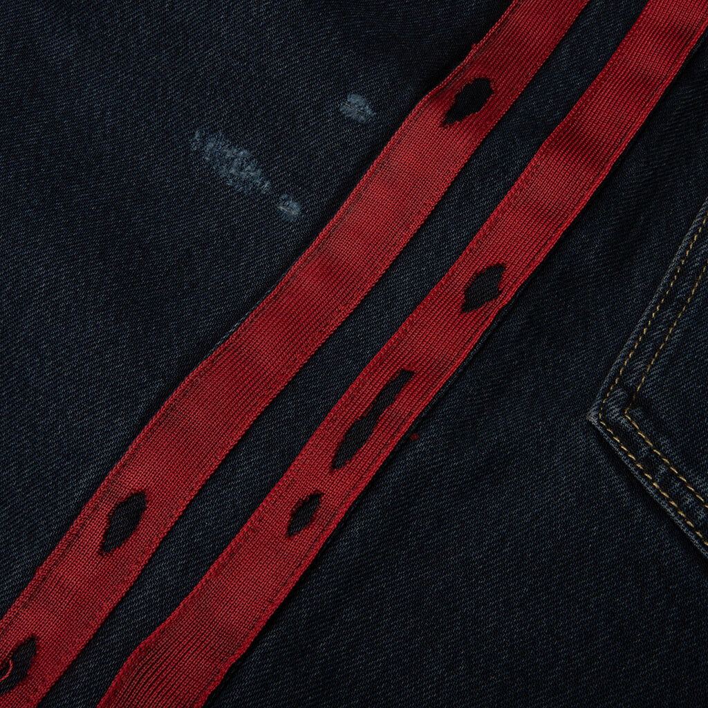 Destroyed Denim Track Pants - Dark Indigo Wash