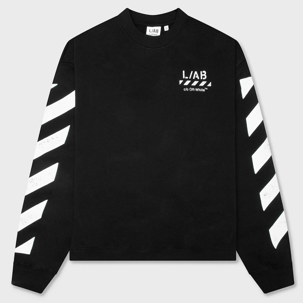 Diagonal Crewneck Sweatshirt - Black