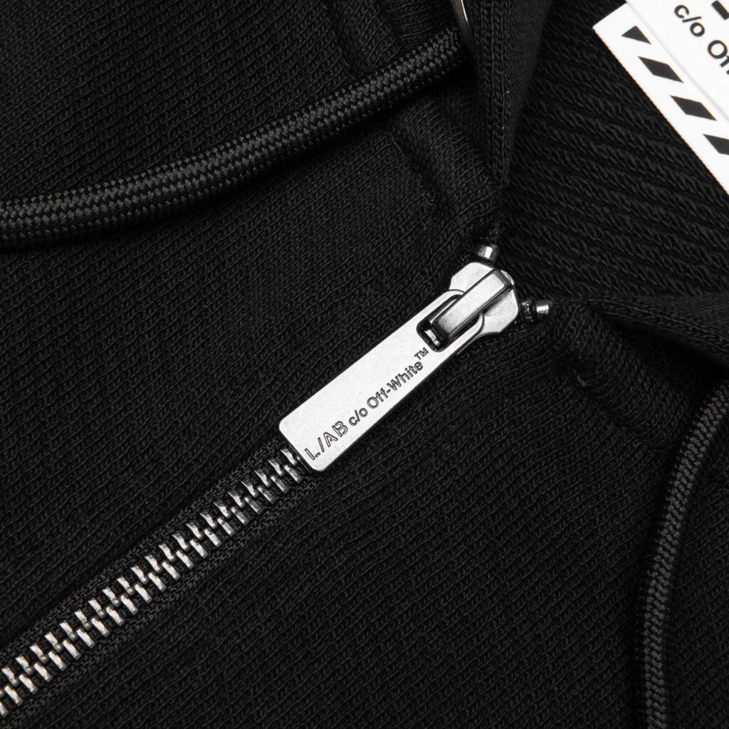 Core Diagonal Zip Hoodie - Black