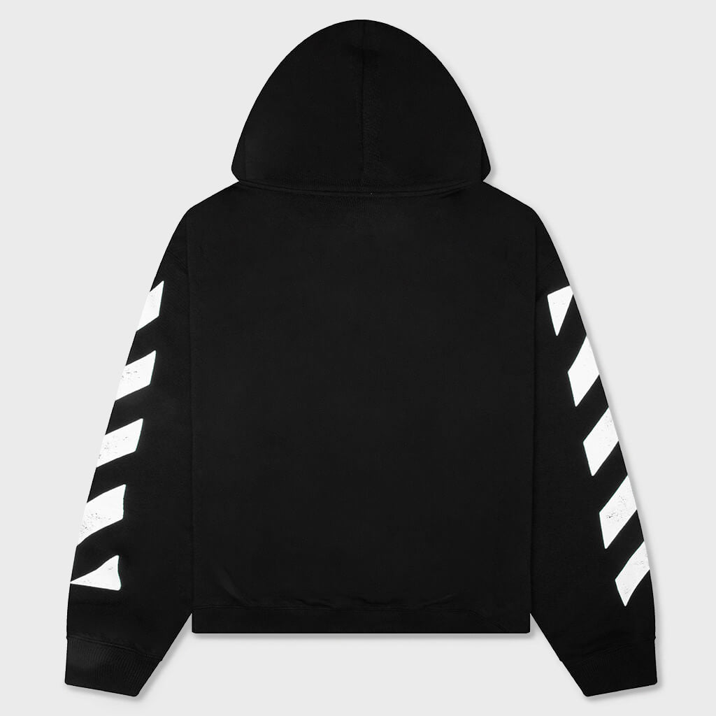 Core Diagonal Zip Hoodie - Black