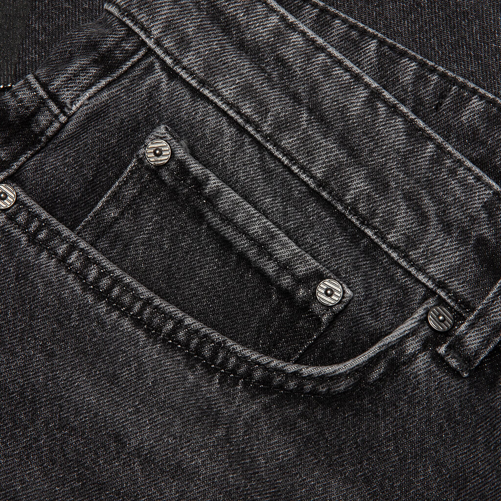 Diagonal Denim Shorts - Phantom Black