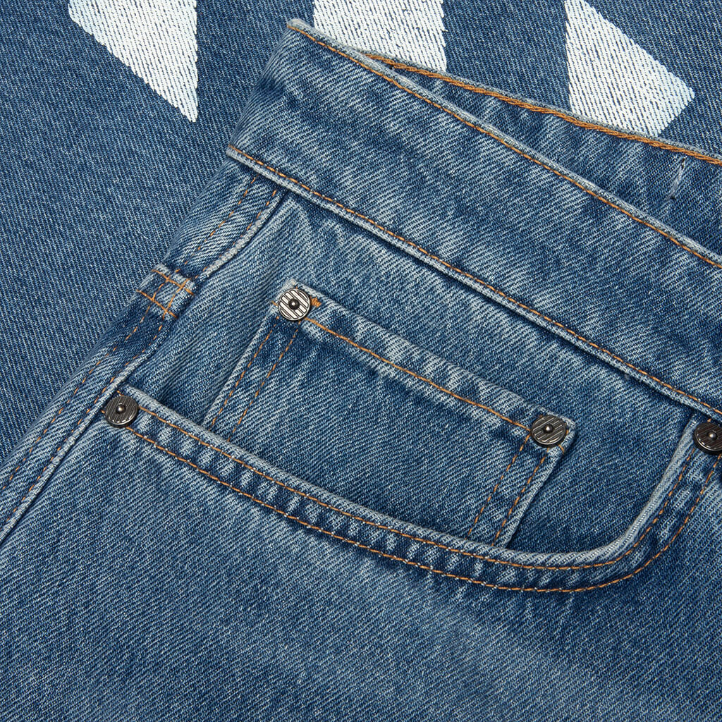 Diagonal Denim Shorts - Steel Indigo