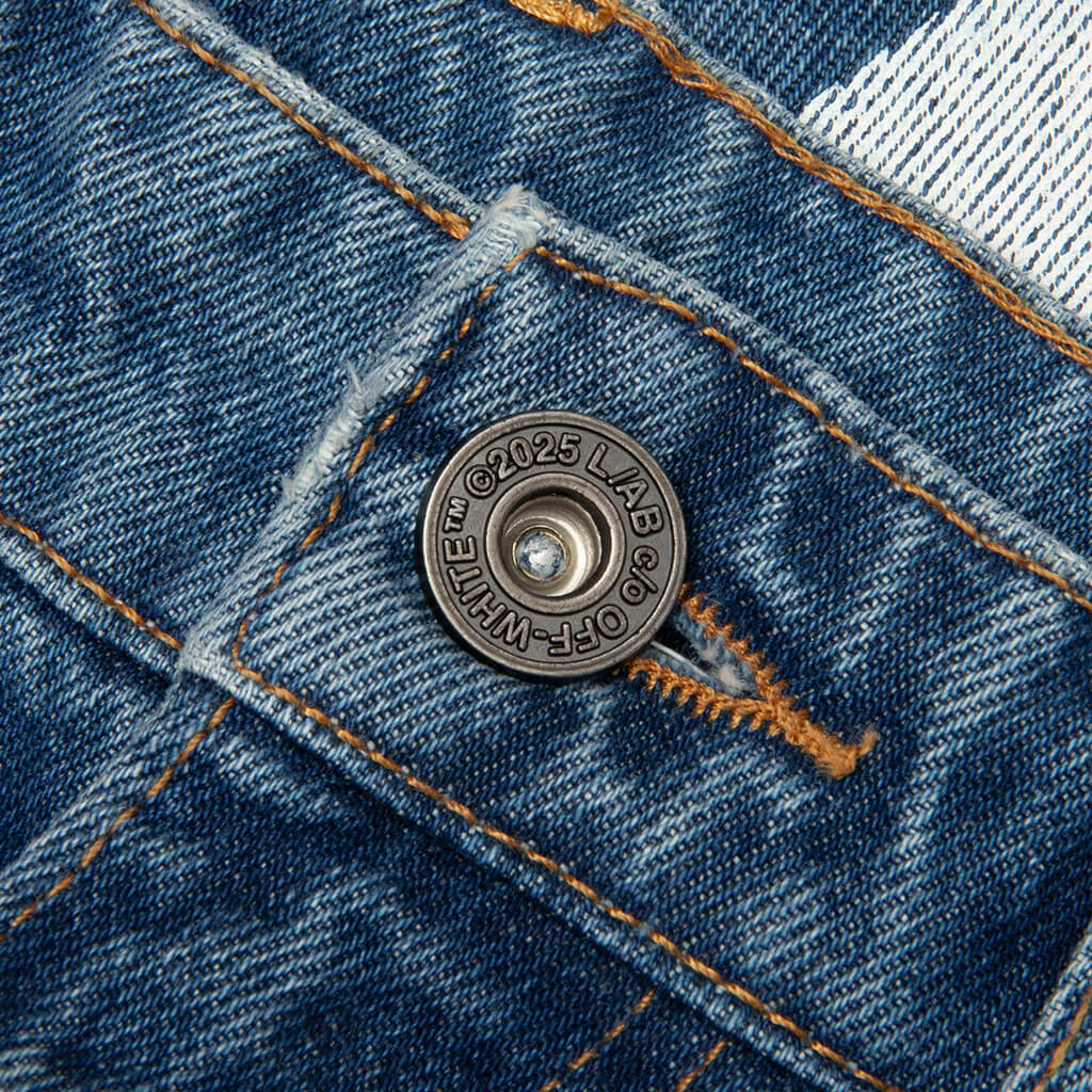 Diagonal Denim Shorts - Steel Indigo