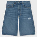 Diagonal Denim Shorts - Steel Indigo