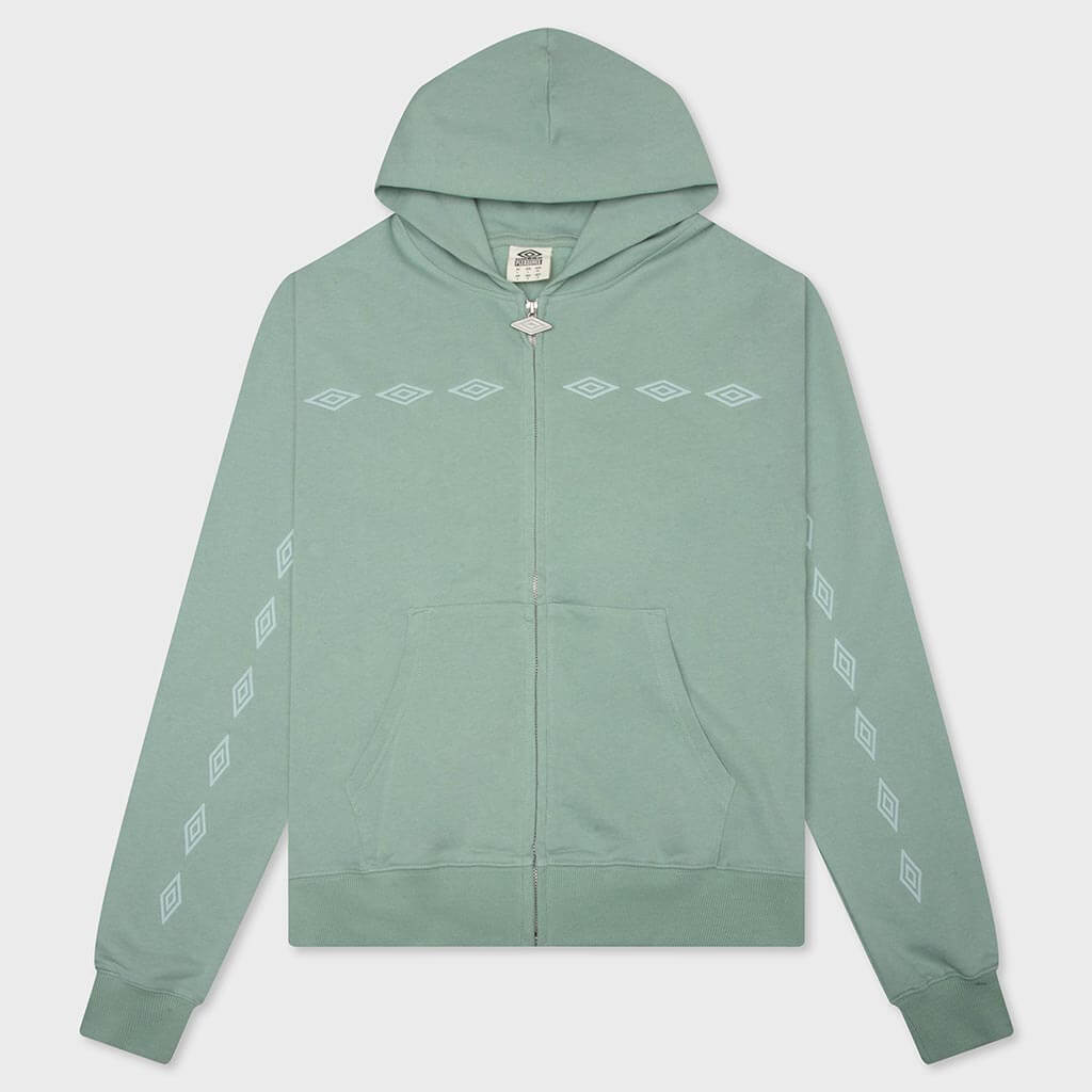 Diamonds Zip Fitted Hoodie - Sage
