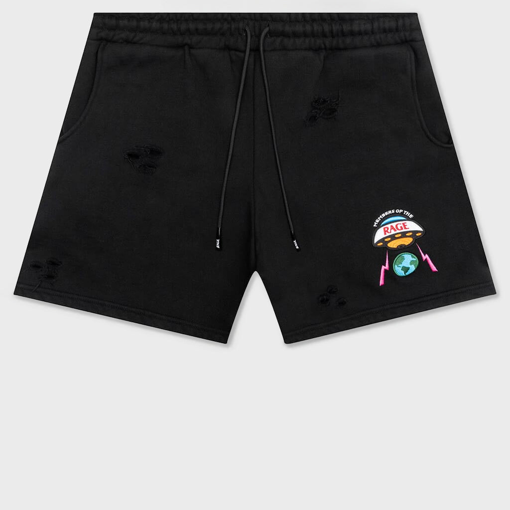 Distressed Shorts Small Logo - Black
