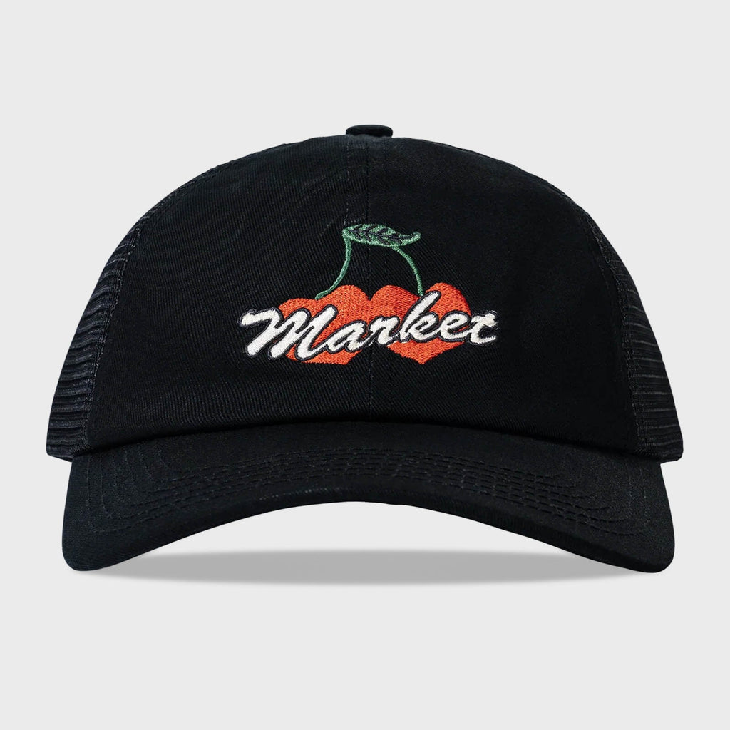 Double Cherries Trucker Hat - Pirate Black