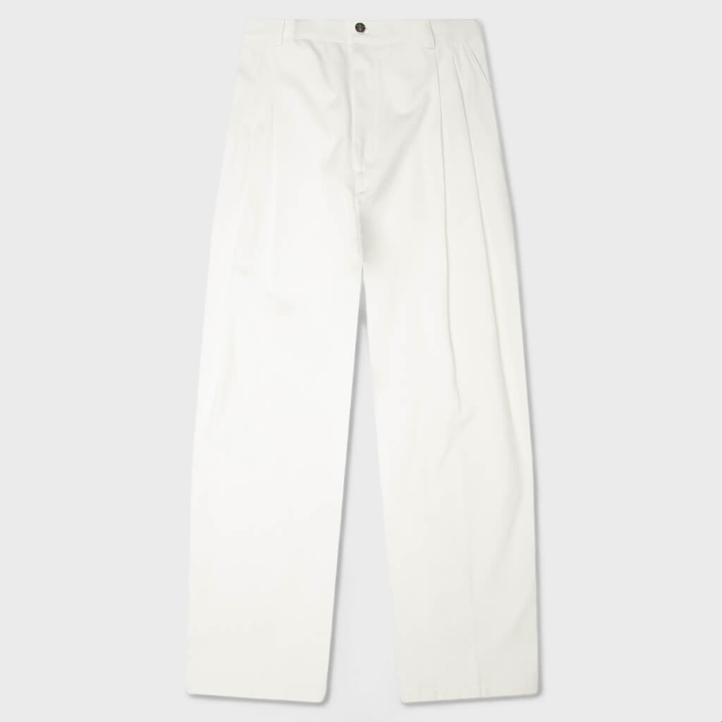 Double Pleat Trousers - Ivory