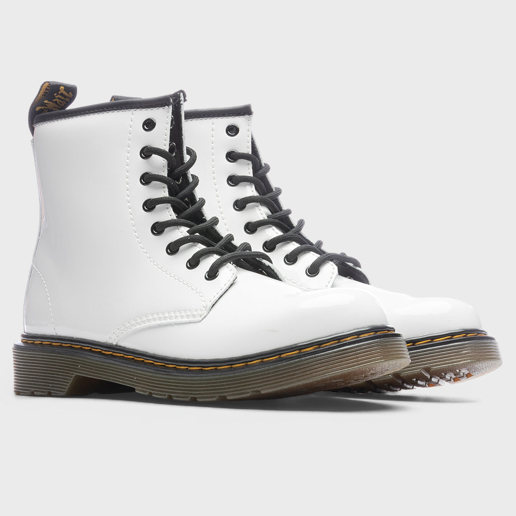 Women's 1460 Patent Leather Boots - White Patent Lamper