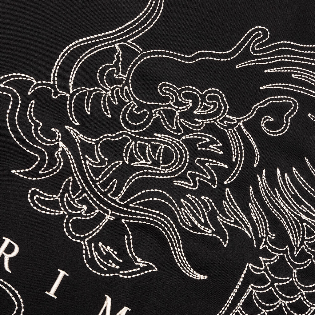 Dragon Embroidered Track Top - Black