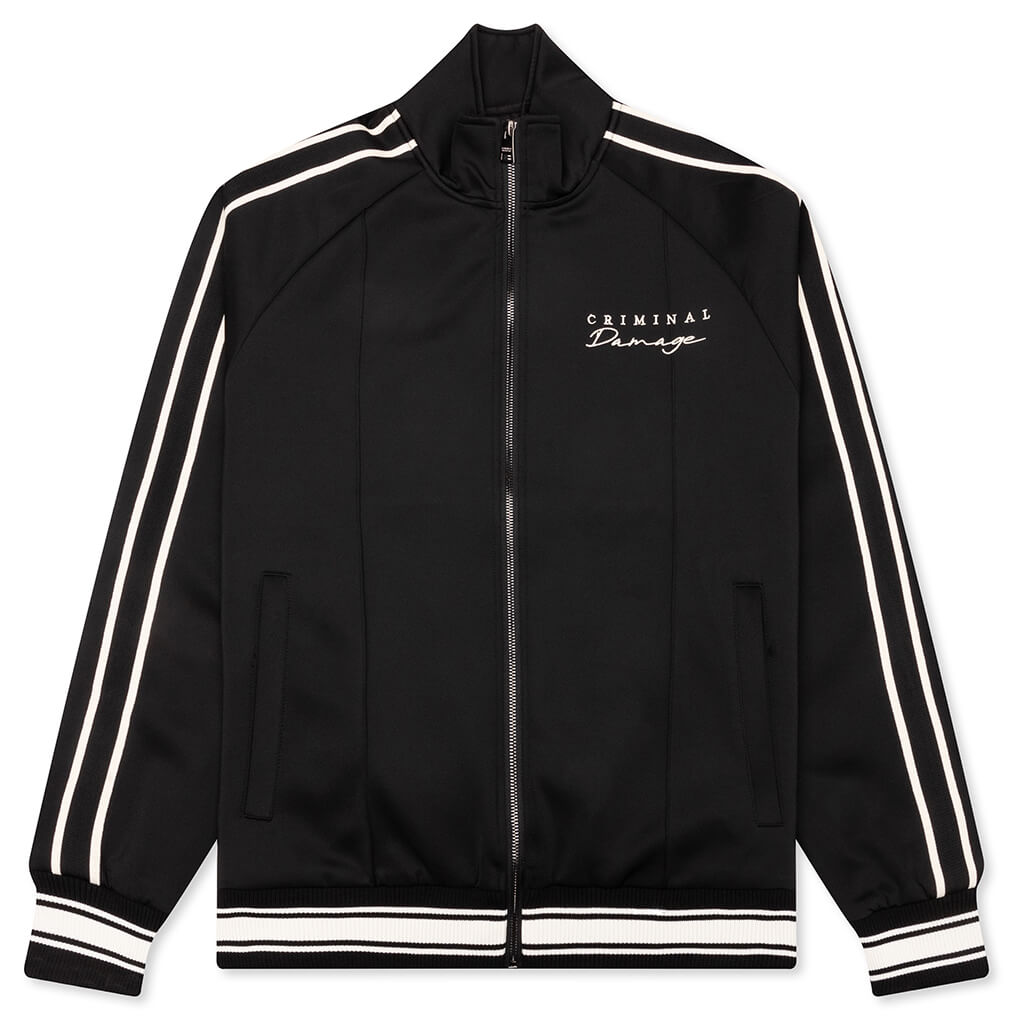 Dragon Embroidered Track Top - Black