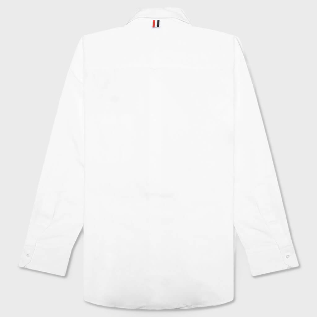 Oversized L/S Shirt w/ All Over Embroidery - White