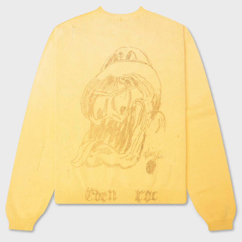 Eden Roc Knitted Crewneck Sweater - Yellow