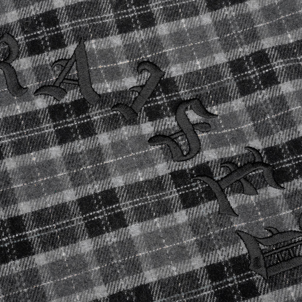 Embroidered Flannel Shirt Jacket - Black