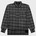 Embroidered Flannel Shirt Jacket - Black