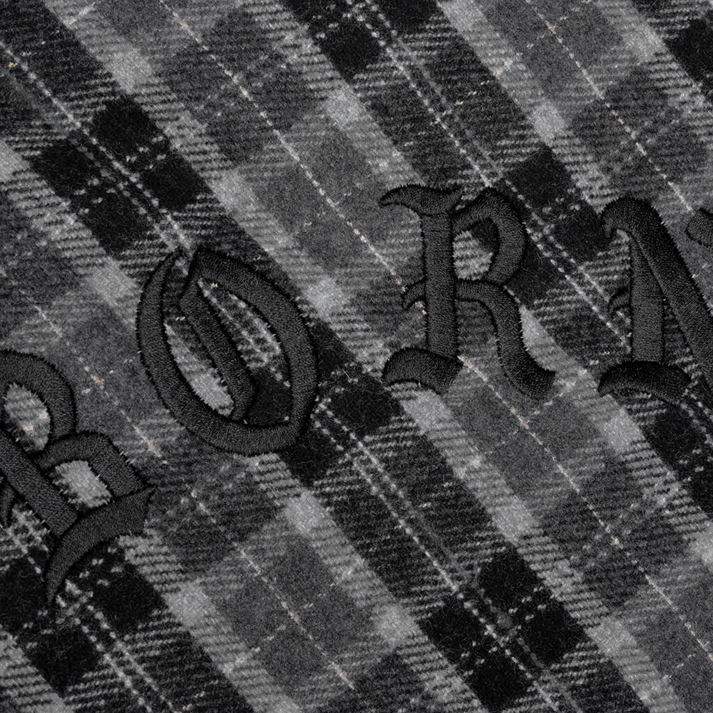 Embroidered Flannel Shirt Jacket - Black