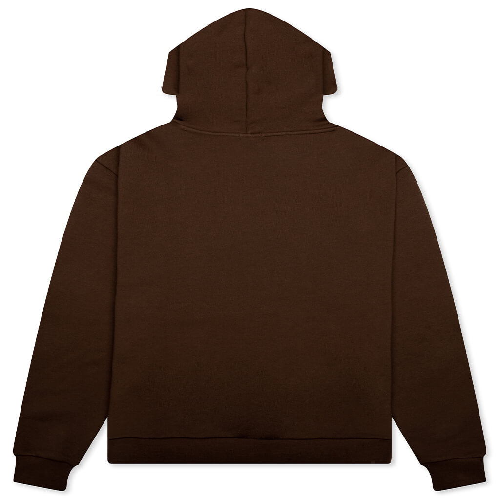 Embroidered Hoodie - Walnut W/ Cream