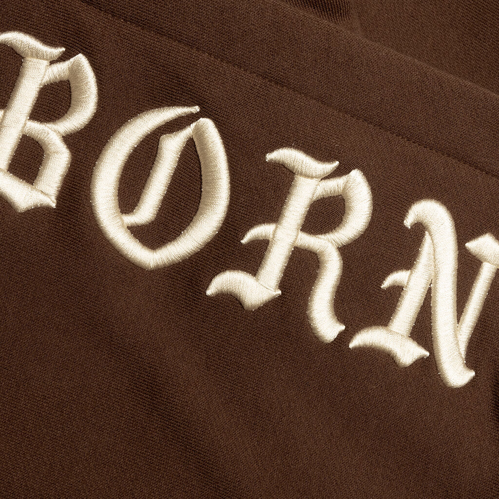 Embroidered Hoodie - Walnut W/ Cream