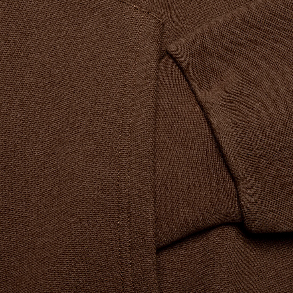 Embroidered Hoodie - Walnut W/ Cream