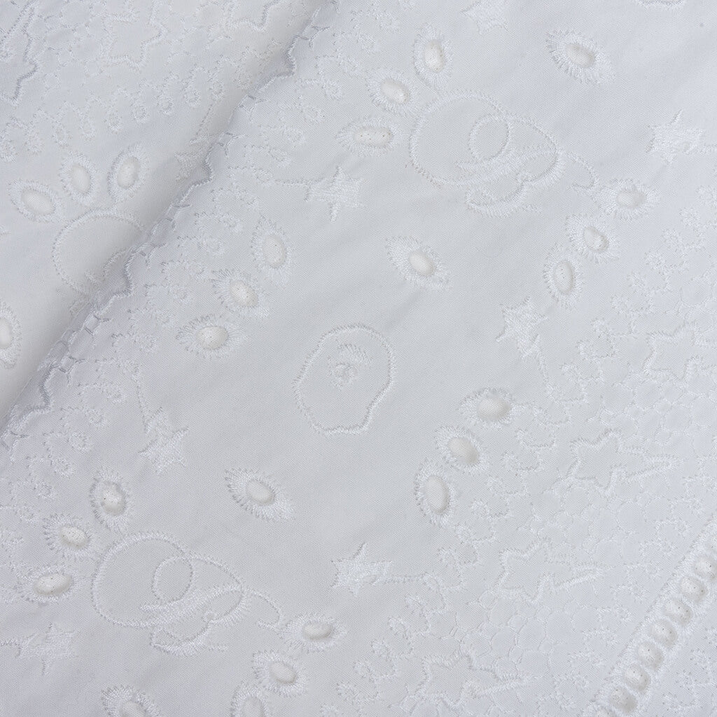 Embroidery Open Collar S/S Shirt - Ivory