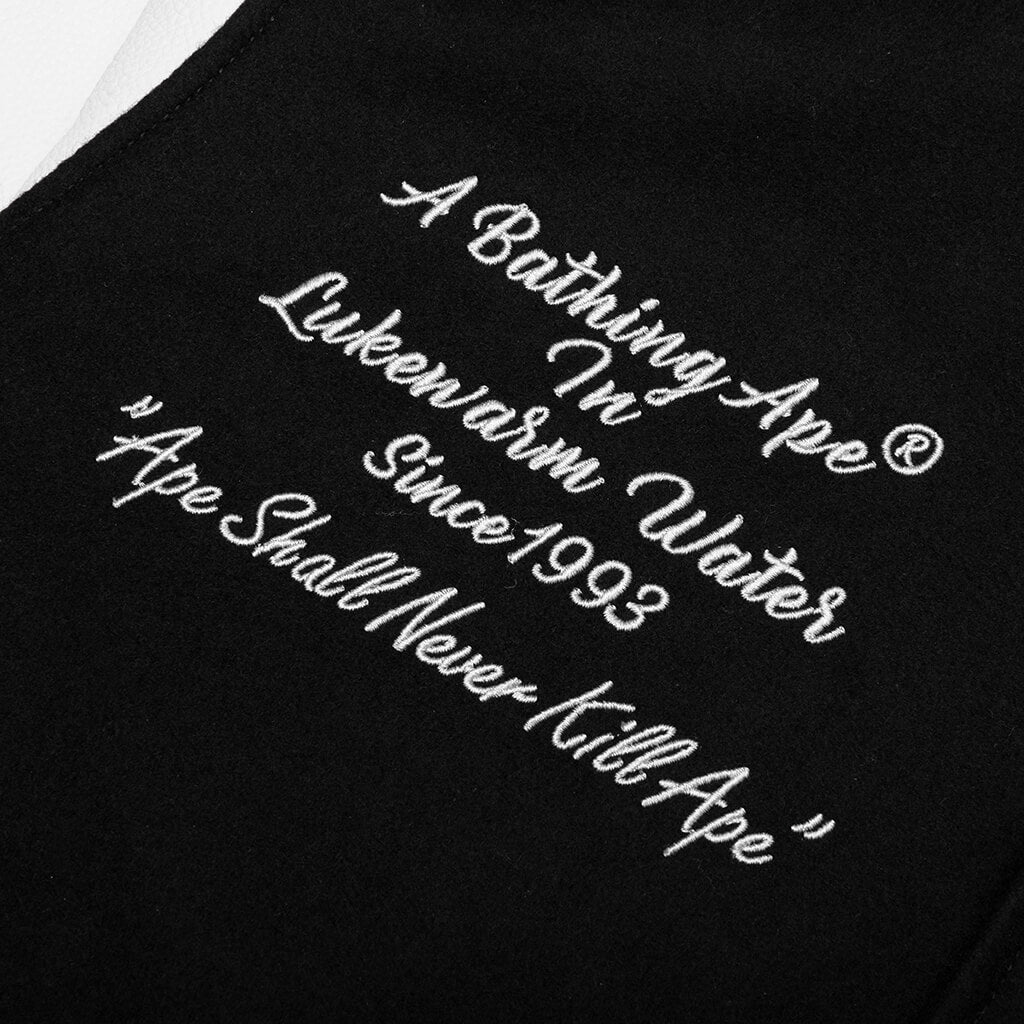 Embroidery Varsity Jacket - Black