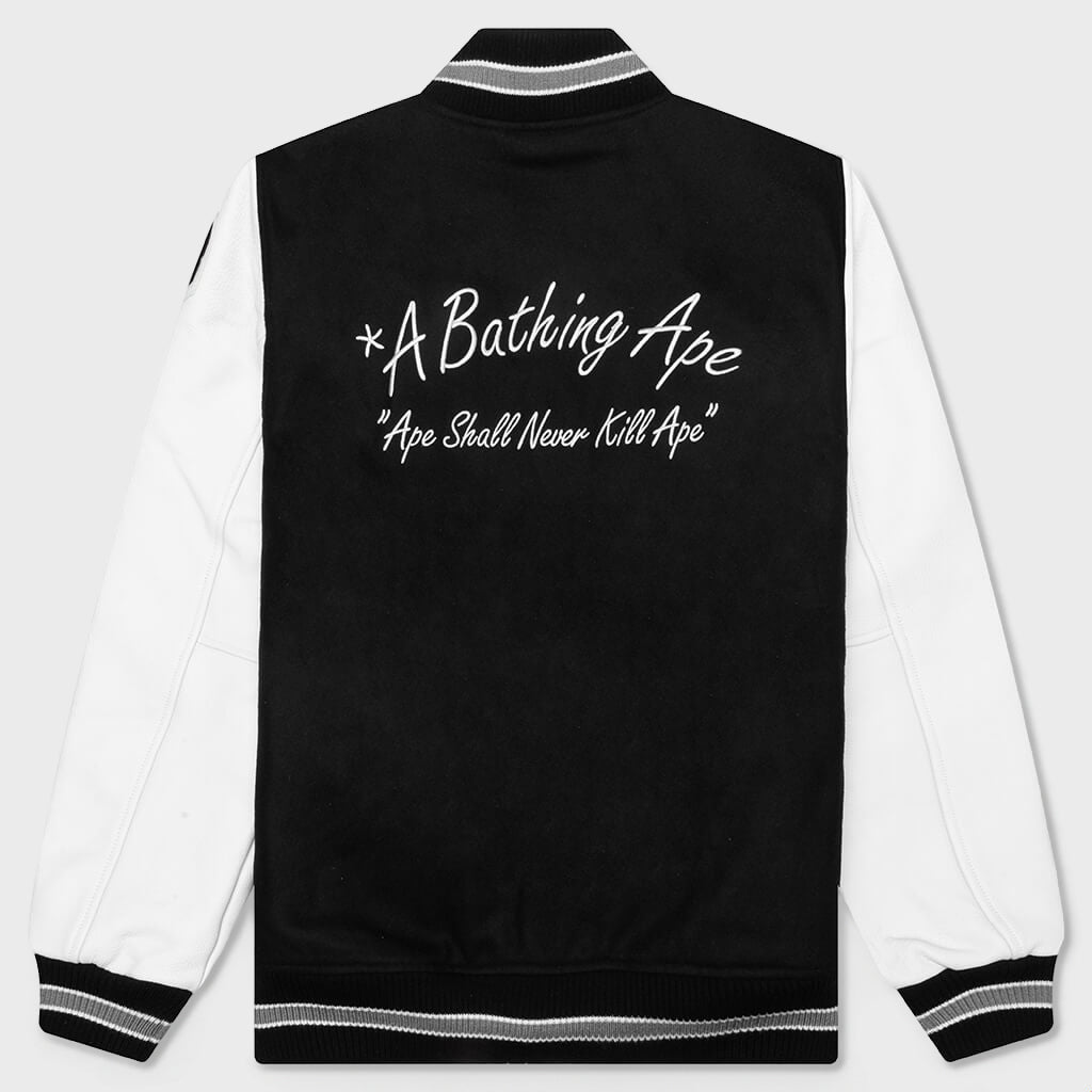 Embroidery Varsity Jacket - Black