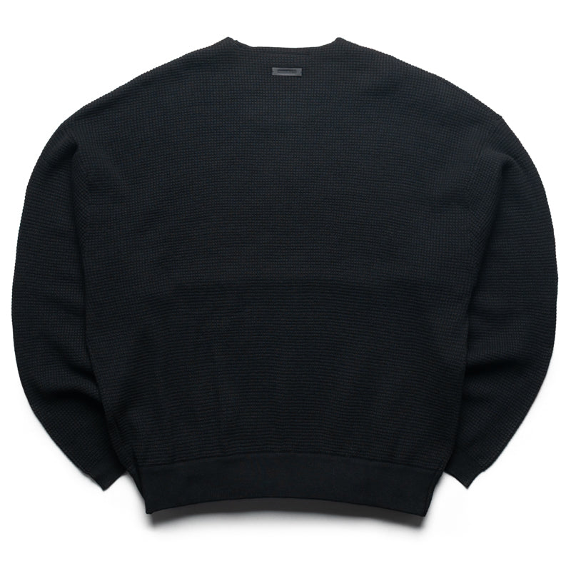Fear Of God Essentials Waffle Crewneck 90's Sweater - Vintage Black