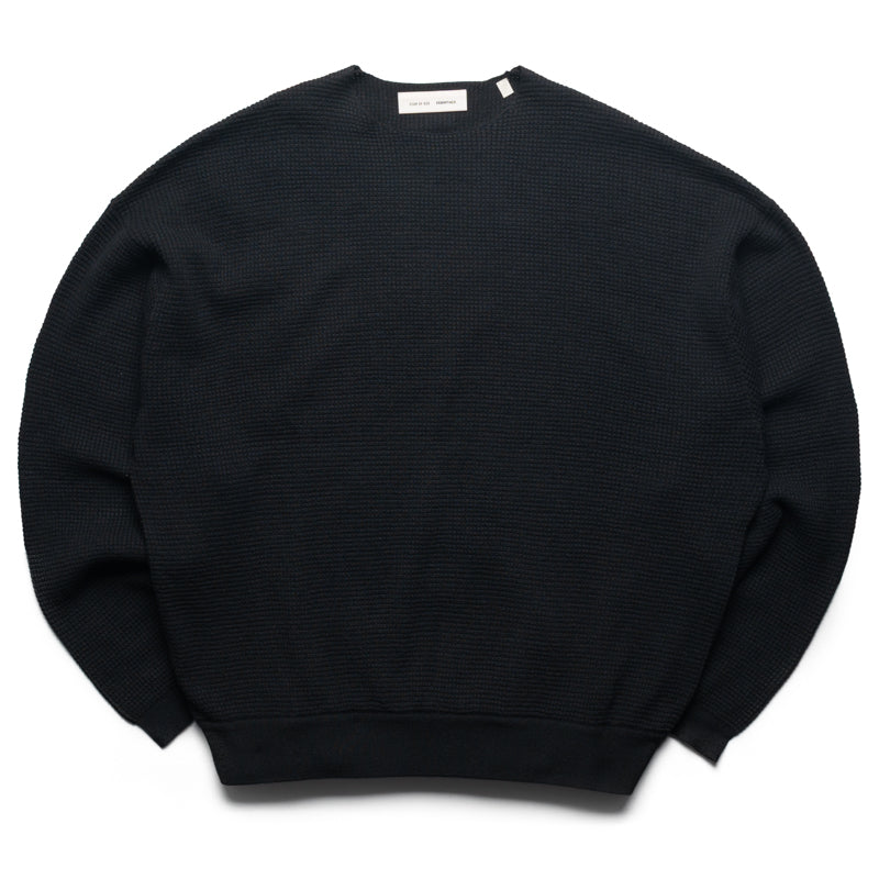 Fear Of God Essentials Waffle Crewneck 90's Sweater - Vintage Black