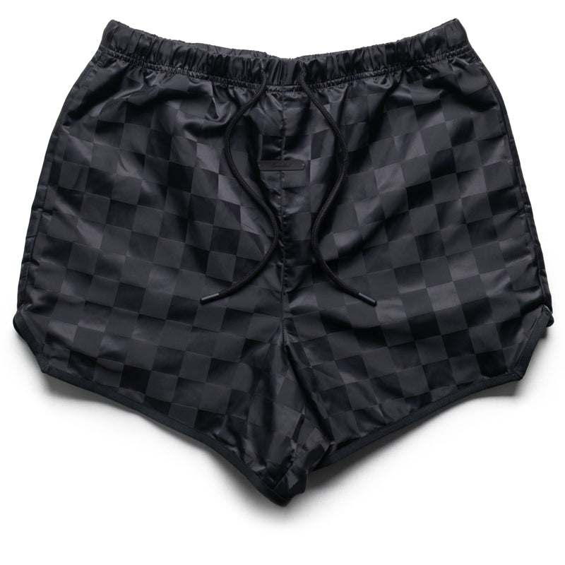Fear Of God Essentials Nylon Checkered Gym Shorts - Vintage Black