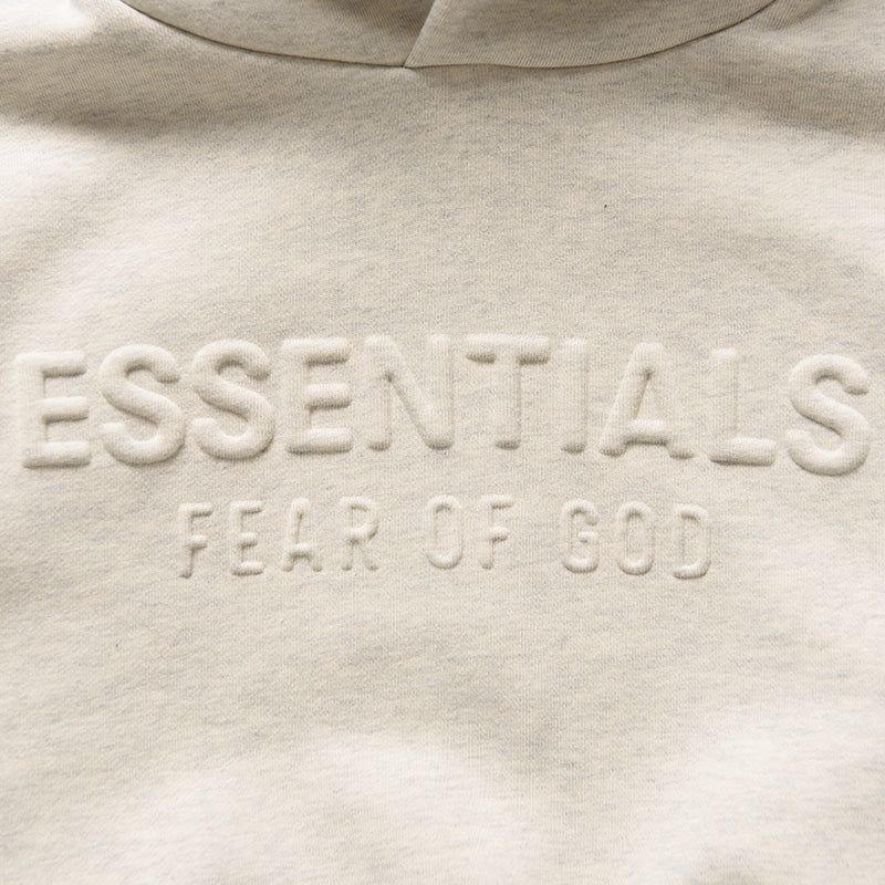 Kids Fear Of God Essentials Embossed Classic Hoodie - Oatmeal Heather