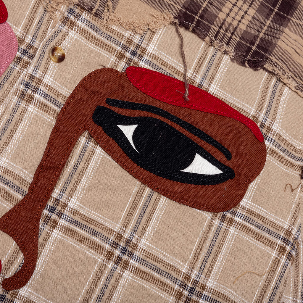 Face Patchworked Flannel - Red Multi