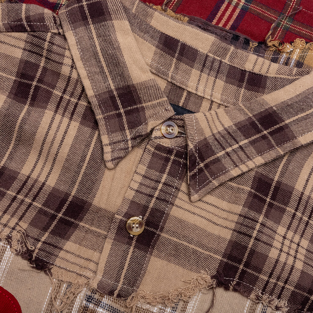 Face Patchworked Flannel - Red Multi