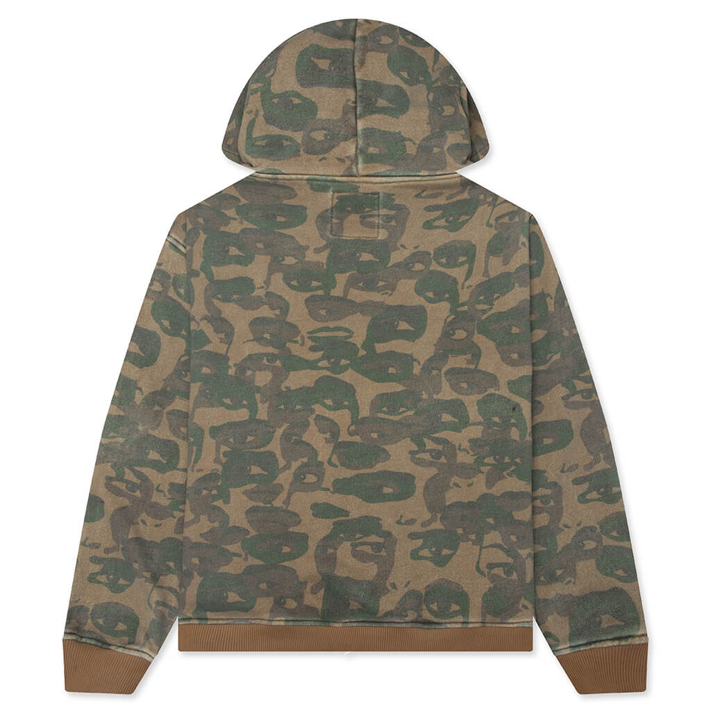 Face Camo Hoodie - Dark Green