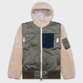 Faux Shearling Nylon Twill Blouson - Khaki/Ecru